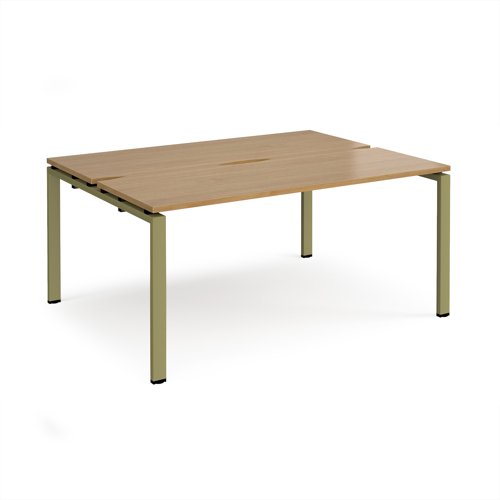 Adapt back to back desks 1600mm x 1200mm - green frame, oak top