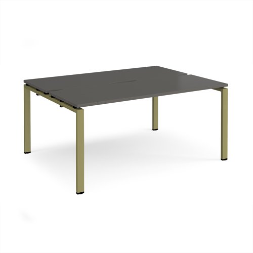Adapt back to back desks 1600mm x 1200mm - green frame, storm grey top
