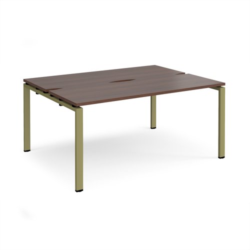 Adapt back to back desks 1600mm x 1200mm - green frame, walnut top