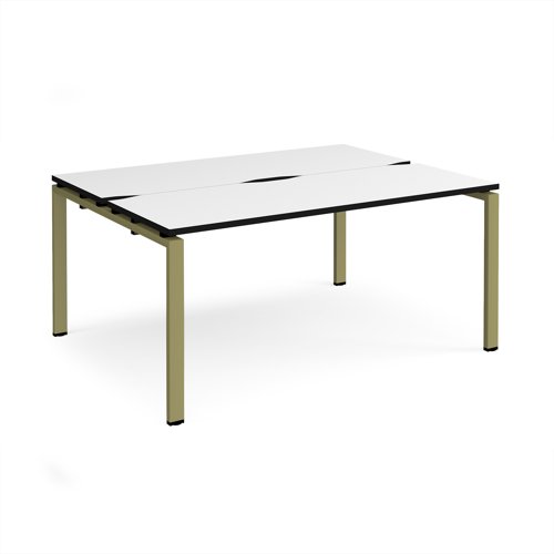 Adapt back to back desks 1600mm x 1200mm - green frame, white top, black edge