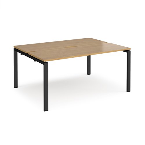 Adapt back to back desks 1600mm x 1200mm - black frame, oak top