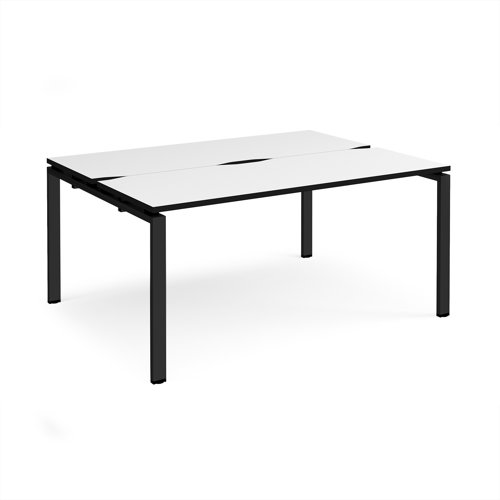 Adapt back to back desks 1600mm x 1200mm - black frame, white top, black edge