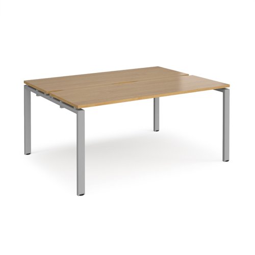 Adapt back to back desks 1600mm x 1200mm - silver frame, oak top