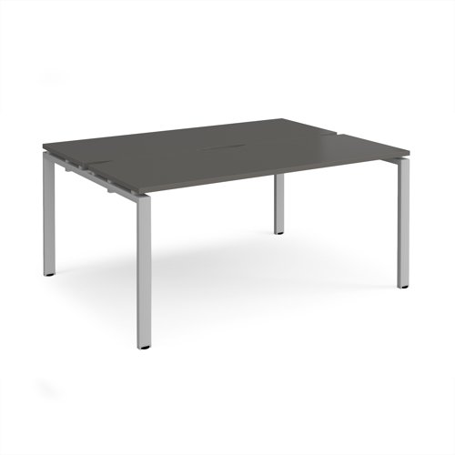 Adapt back to back desks 1600mm x 1200mm - silver frame, storm grey top