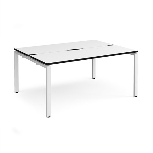 Adapt back to back desks 1600mm x 1200mm - white frame, white top, black edge