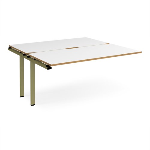 Adapt add on unit single 1600mm x 1600mm - green frame, white top, oak edge
