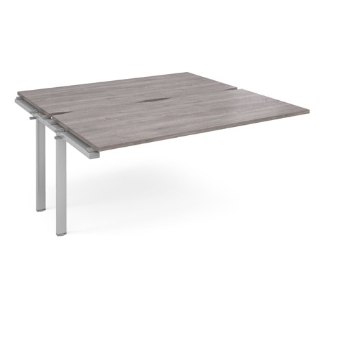 Adapt add on unit single 1600mm x 1600mm - silver frame, grey oak top E1616-AB-S-GO Buy online at Office 5Star or contact us Tel 01594 810081 for assistance
