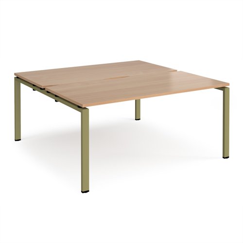Adapt back to back desks 1600mm x 1600mm - green frame, beech top