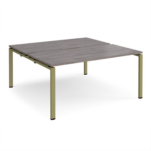 Adapt back to back desks 1600mm x 1600mm - green frame, grey oak top
