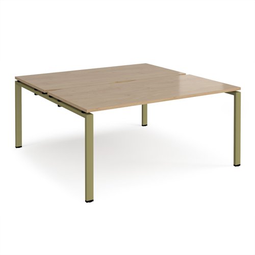 Adapt back to back desks 1600mm x 1600mm - green frame, kendal oak top