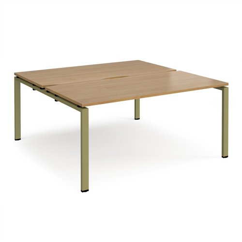 Adapt back to back desks 1600mm x 1600mm - green frame, oak top