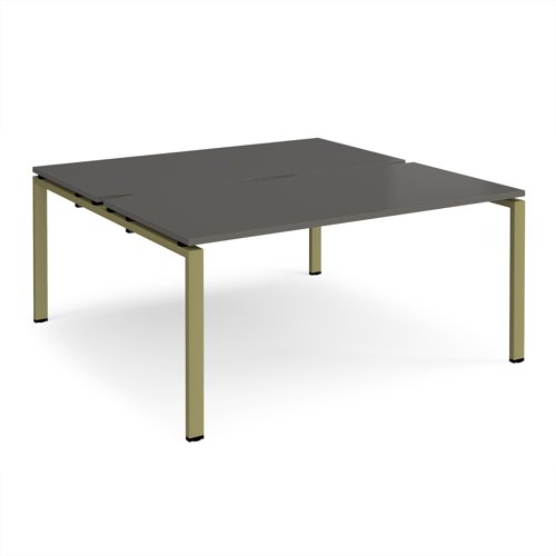 Adapt back to back desks 1600mm x 1600mm - green frame, storm grey top