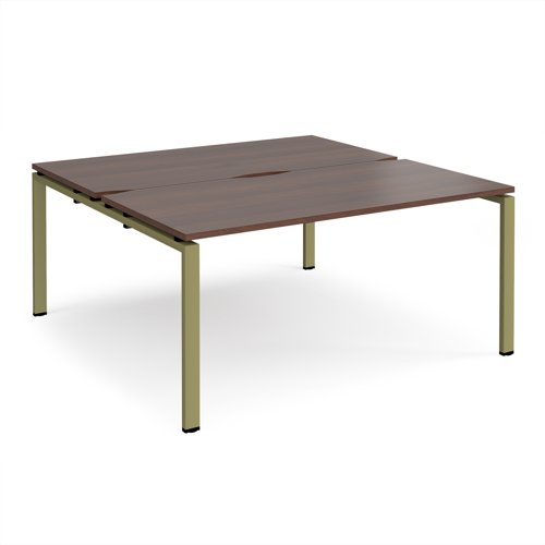 Adapt back to back desks 1600mm x 1600mm - green frame, walnut top