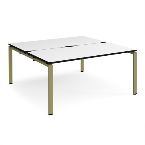 Adapt back to back desks 1600mm x 1600mm - green frame, white top, black edge