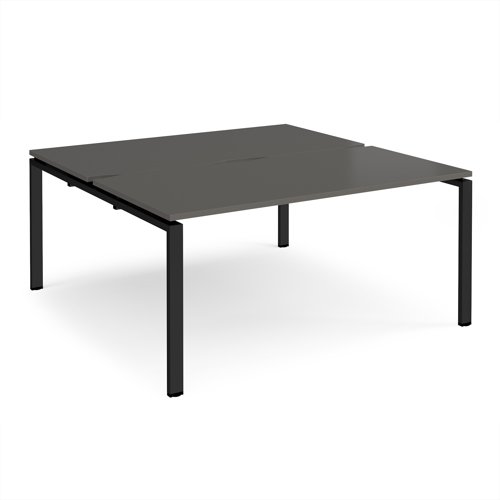 Adapt back to back desks 1600mm x 1600mm - black frame, storm grey top