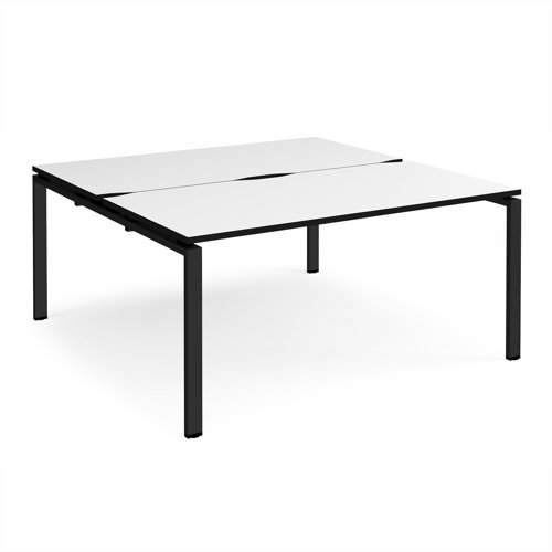 Adapt back to back desks 1600mm x 1600mm - black frame, white top, black edge