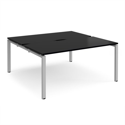 Adapt back to back desks 1600mm x 1600mm - silver frame, black top