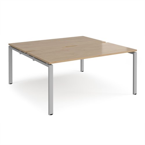 Adapt back to back desks 1600mm x 1600mm - silver frame, kendal oak top