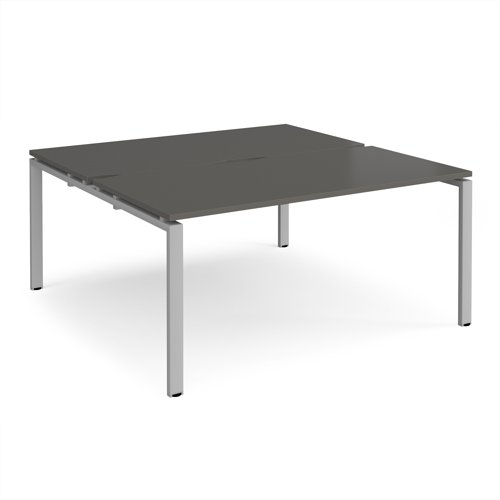 Adapt back to back desks 1600mm x 1600mm - silver frame, storm grey top