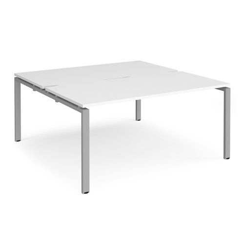 Adapt back to back desks 1600mm x 1600mm - silver frame, white top