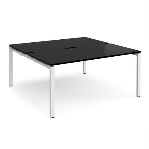 Adapt back to back desks 1600mm x 1600mm - white frame, black top