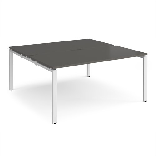 Adapt back to back desks 1600mm x 1600mm - white frame, storm grey top