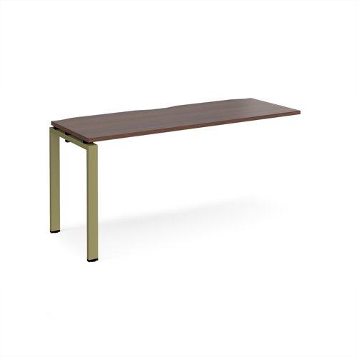 Adapt add on unit single 1600mm x 600mm - green frame, walnut top