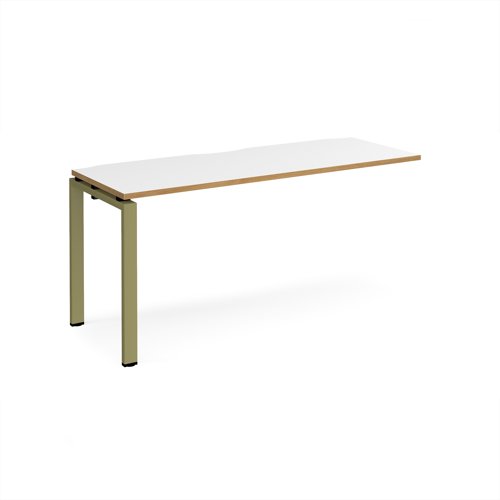 Adapt add on unit single 1600mm x 600mm - green frame, white top, oak edge
