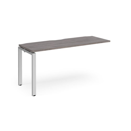 Adapt add on unit single 1600mm x 600mm - silver frame, grey oak top