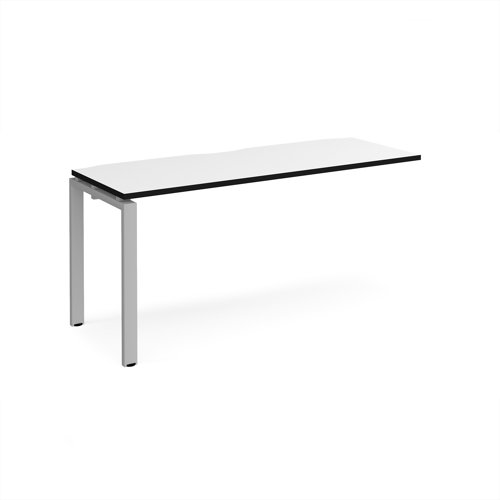 Adapt add on unit single 1600mm x 600mm - silver frame, white top, black edge