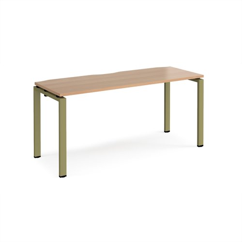 Adapt single desk 1600mm x 600mm - green frame, beech top