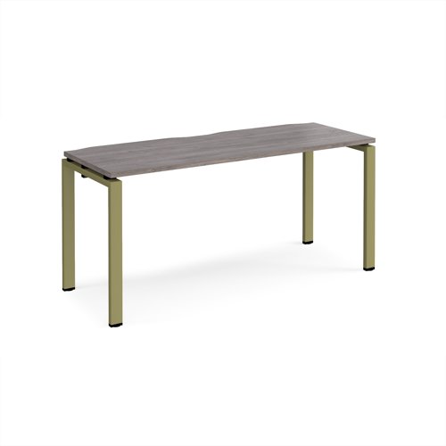 Adapt single desk 1600mm x 600mm - green frame, grey oak top