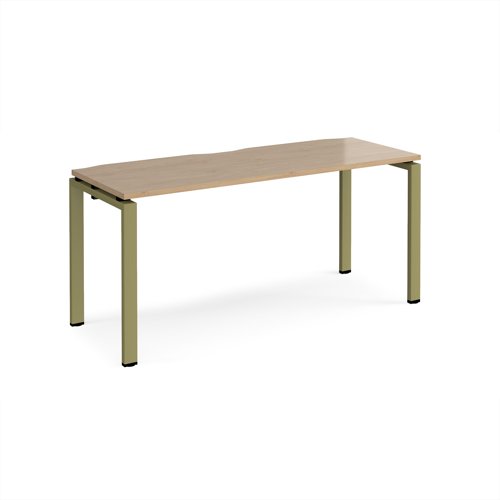 Adapt single desk 1600mm x 600mm - green frame, kendal oak top