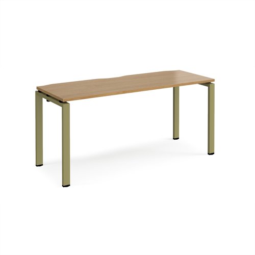 Adapt single desk 1600mm x 600mm - green frame, oak top