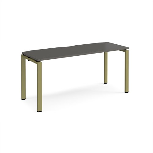Adapt single desk 1600mm x 600mm - green frame, storm grey top