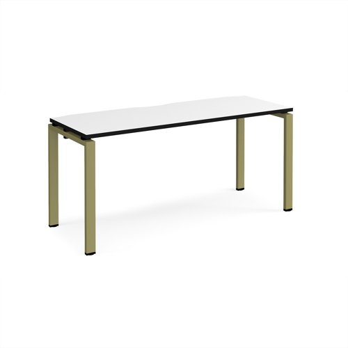 Adapt single desk 1600mm x 600mm - green frame, white top, black edge
