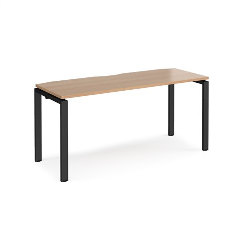 Adapt single desk 1600mm x 600mm - black frame, beech top Bench Desking E166-K-B