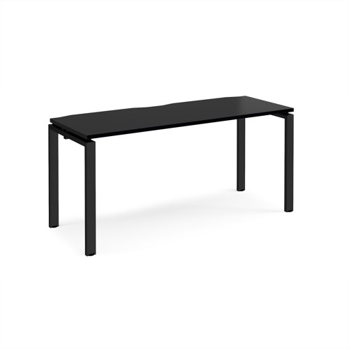 Adapt single desk 1600mm x 600mm - black frame, black top