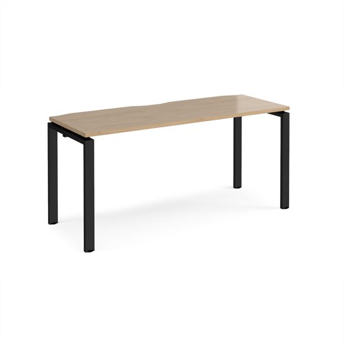 Adapt single desk 1600mm x 600mm - black frame, kendal oak top