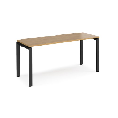 Adapt single desk 1600mm x 600mm - black frame, oak top