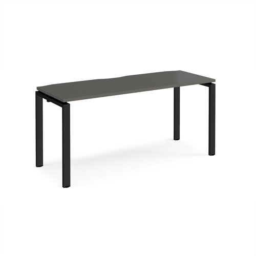 Adapt single desk 1600mm x 600mm - black frame, storm grey top