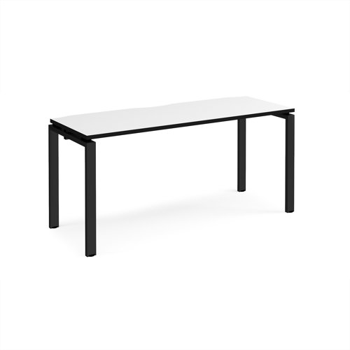 Adapt single desk 1600mm x 600mm - black frame, white top, black edge