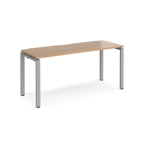 Adapt single desk 1600mm x 600mm - silver frame, beech top