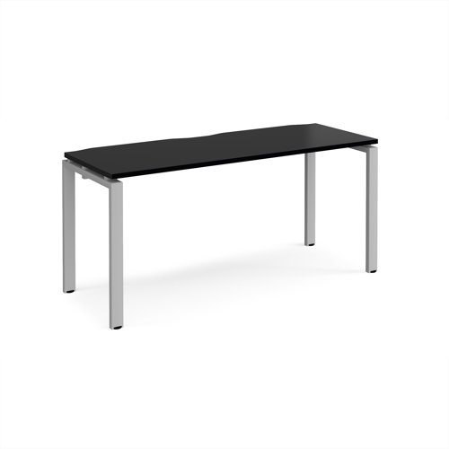 Adapt single desk 1600mm x 600mm - silver frame, black top