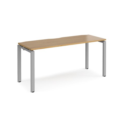 Adapt starter unit single 1600mm x 600mm - silver frame, oak top
