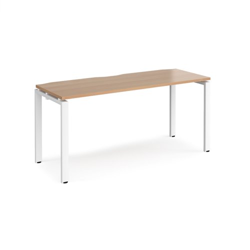 Adapt single desk 1600mm x 600mm - white frame, beech top