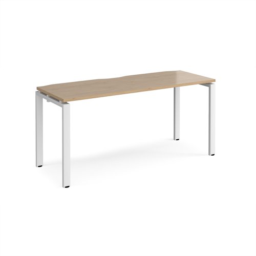 Adapt single desk 1600mm x 600mm - white frame, kendal oak top