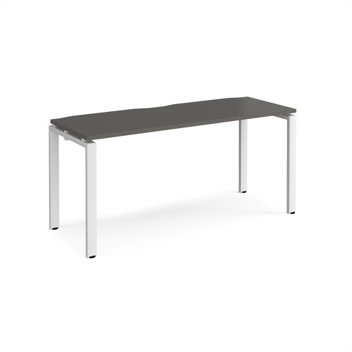 Adapt single desk 1600mm x 600mm - white frame, storm grey top
