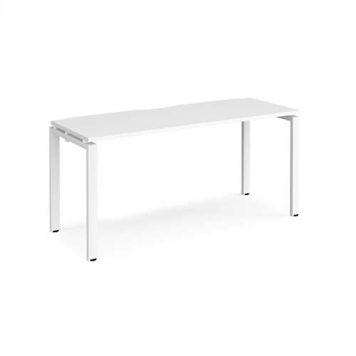 Adapt single desk 1600mm x 600mm - white frame, white top