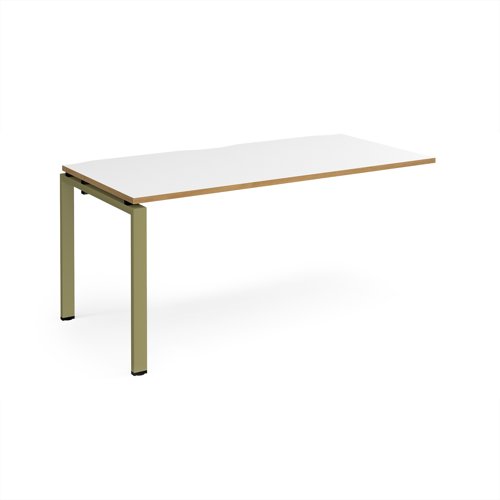 Adapt add on unit single 1600mm x 800mm - green frame, white top, oak edge